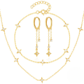 wholesale S925 Sterling Silver Four-point Star Zircon-set Alluring Sky Jewelry Set-0-0