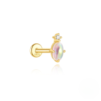 wholesale S925 Sterling Silver Zircon-studded Fringe Flat Helix Cartilage Earrings, Popular In Europe And America, High-end Opal Jewelry-Single gold #8