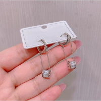 wholesale S925 Sterling Silver Maker's Slim Waist Chain Ear Clasp with Sparkling Diamonds, Fashionable Niche Long Elegant Earrings, Gift for Best Friend-Small Waist Earrings 925 Silver