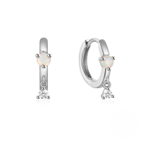 wholesale S925 Sterling Silver Dainty Opal Earrings, Sweet Ear Clips, Small Hoop Earrings, Ear Cartilage Clasp Ear Jewelry-Platinum 925 silver