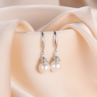 wholesale S925 Sterling Silver Korean Internet Celebrity Same Style Pearl Earrings, Simple and Elegant Diamond-Encrusted Shell Pearl Earrings for Women Wholesale-Shell Pearl Earrings 925 Silver