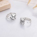 wholesale Metal S925 Sterling Silver, Minimalist Cute Three-Dimensional Cat Design Open Adjustable Ring, Instagram Viral Trendy Index Finger Ring-0-3