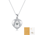 wholesale S925 Sterling Silver Moissanite Pendant "Heart with You" Necklace New Style Choker Chain from Source Factory Direct Shipping-0-6