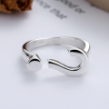 wholesale S925 Sterling Silver Unisex Korean Style Minimalist Creative Playful Question Mark Design Adjustable Open Ring-0-1