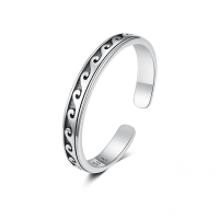 wholesale S925 Sterling Silver Moon Flower Zircon Opal Adjustable Ring For Women-White gold #3 Opening adjustable