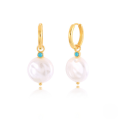 wholesale S925 Sterling Silver Baroque Irregular Pearl Circle Ear Clips, Elegant Classic European And American Best-sellers-0-1