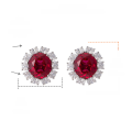 wholesale Metal material first: new high-grade pigeon blood red cultivated ruby earrings, surrounded by high-carbon diamonds, classic ladies' earrings in the style of Princess Diana-0-5