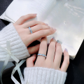 wholesale 925 Sterling Silver Ocean Starry Night Glow Couple Rings, Ins Style Niche Premium Lake Blue Luminous Matching Bands for Men and Women-0-3