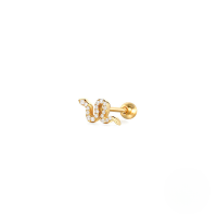wholesale S925 Sterling Silver Mini Snake Stud Earrings With Zircon Accents, Threaded Piercing Ear Bone Stud, Trendy Euro-american Style-Single gold-style 2