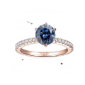 wholesale 18k rose gold plated S925 silver, new cross-border royal blue round 65mm moissanite ring for women-0-5