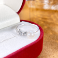wholesale S925 Sterling Silver Butterfly Freshwater Pearl Open Ring for Women, Ethereal and Versatile Fresh Style New Design Band-0-0