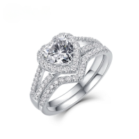 wholesale S925 sterling silver European and American combination ring, fashionable new style pearl ring for women, teardrop-shaped oval zirconia ring-Moissanite (round 6.5*6.5MM/1CT)  US7#