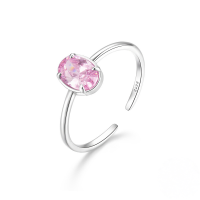 wholesale S925 Sterling Silver Geometric Zirconia Open Adjustable Ring, Korean Style Minimalist Luxury-White gold #6 Opening adjustable