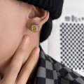 wholesale S925 Silver 8*8 Fat Square Yellow Diamond High Carbon Diamond Earrings for Foreign Trade Europe and America Cross-Border Platinum Ear-0-1
