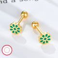 wholesale 925 Silver Small and Sweet Versatile Earrings for Women, Floral Drip-Glaze Colored Small Stud Earrings, Foreign Trade Jewelry Wholesale-0-7