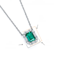 wholesale 925 Silver Cloud Tong Jewelry Small Octagon Cultivated Emerald with Baguette Zirconia Border, a Gift for Commemorative Purposes-0-5