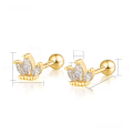 wholesale S925 silver new high-end minimalist zircon small crown earrings with a niche and luxurious design-0-5