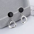 wholesale S925 sterling silver round black resin drop earrings minimalist niche design fashion creative earrings-0-0