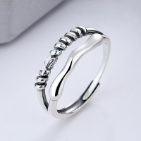 wholesale S925 Sterling Silver Harajuku Style Minimalist Fashion Retro Trendy Woven Twisted Wave Open Ring-YJ560/approx. 3.6g Adjustable opening