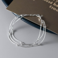 wholesale 925 Silver Exquisite Korean-style Ins Trendy Minimalist Three-layer Beaded Snake Bone Bracelet S7381-0-2