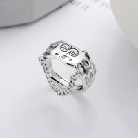 wholesale S925 sterling silver cartoon anime SpongeBob SquarePants pattern ring, stylish Korean-Japanese sweet-cool vibe index finger ring-923JM/approx. 5.1g>Adjustable opening