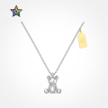 wholesale 925 Sterling Silver Cross-Border Live Streaming Bear Necklace for Women, Minimalist Plain Silver High-End Sense Collarbone Chain, Silver Jewelry for Women-0-0