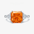 wholesale Metal material, Shipei Jewelry Sunset Orange 5ct High Carbon Diamond Ring Square Ice Flower Cut 10*10 Euro-American Light Luxury Ring Size 5-9#-0-0