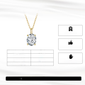 wholesale 925 Sterling Silver 1ct 8A Zircon Necklace for Women, High-End Classic Four-Prong Pendant Collarbone Chain Wholesale-0-1