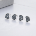 wholesale Sterling silver retro antique Thai silver craft lotus leaf small fresh literary temperament earrings ear studs-0-0