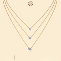 wholesale 925 silver minimalist ins-style layered necklace, high-end autumn/winter-Moissanite
