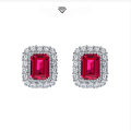 wholesale S925 Sterling Silver New Style 8*10 Full Circle Setting 4ct Lab-Grown Ruby Earrings with Luxurious Full Diamond-0-0