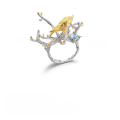 wholesale S925 Silver Designer Natural Peridot Ring with Nature-Inspired Branch and Bird Design-0-0