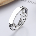 wholesale S925 Sterling Silver Korean Dongdaemun Trendy Fashion English Letter B Chain Tassel Open Ring-0-0