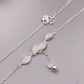 wholesale 999 Silver Full Diamond Leaf-Connected Tassel Necklace, Advanced Versatile Niche Design Sense Choker Wholesale-0-3
