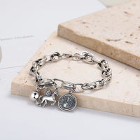 wholesale S925 Sterling Silver Retro Vintage Style Bold Crown Unicorn Trendy Niche Thai Silver Crafted Design Bracelet-YS305H/approx. 12.8g 925 silver