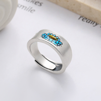 wholesale S925 Silver Vintage Antique Matte Lotus Carved Heart Sutra Text Niche Design Open Ring-YJ997/approx. 6.3g>Adjustable opening