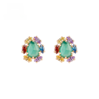 wholesale 10K Gold New Natural Green Chrysoprase Earrings Vintage High-End Crystal Topaz Earrings Wholesale from Manufacturer-Chrysoprase Earrings 9K
