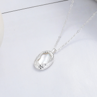 wholesale S925 Sterling Silver European and American Cross-Border Oval Textured Pendant, Fresh and Sweet Fashion Ins Style Personalized Necklace-YL549/approx. 3.4g 925 silver