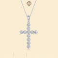 wholesale Metal Material: 925 Silver, Faith Pendant Necklace, Fashionable Silver Jewelry, Light Luxury High-End Feel, Moissanite Cross Choker Chain Wholesale-0-1