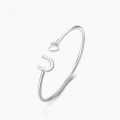 wholesale S990 Sterling Silver Love Heart Bracelet for Women, Korean Style Minimalist Niche Design Open Bangle, Versatile Thin Jewelry Wholesale-0-0
