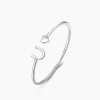 wholesale S990 Sterling Silver Love Heart Bracelet for Women, Korean Style Minimalist Niche Design Open Bangle, Versatile Thin Jewelry Wholesale-00705 - about 12g>s990 silver