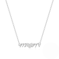 wholesale S925 Sterling Silver Heart-shaped Mama Pendant Choker Necklace With Crystal Accents-0-4