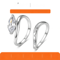 wholesale S925 Sterling Silver Marquise Shape Moissanite Main and Side Ring Set Minimalist Fashion Wholesale Hot Seller for Independent Stores-0-0