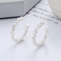 wholesale S925 Sterling Silver Sparkling Irregular Crushed Silver C-Hoop Earrings, Light Luxury and Versatile for Women-0-0