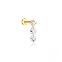 wholesale S925 Sterling Silver Love Marquise Zircon Fringe Flat Thread Ear Cartilage Stud-Single gold #9