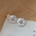 wholesale S925 Sterling Silver High-end Minimalist Square Stud Earrings for Women, Korean New Trendy Cold Tone Elegant Earrings and Ear Clips-0-1
