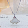 wholesale [Silver] Maker S999 Silver White Shell Ginkgo Leaf Diamond Inlay Necklace Fashion Light Luxury Temperament Women Korean Version Small Sense Collarbone Chain-0-2
