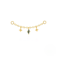 wholesale S925 Sterling Silver Natural Black Hair Crystal Moss Agate Tassel Pendant Earring Accessories-Single gold #3&gt;925 silver