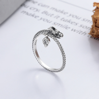 wholesale S925 Silver Fashion Retro Zodiac Dragon Tail Domineering Luck-Changing Unique Trendy Open-Ended Ring-YJ1085/approx. 2.6g>Adjustable opening