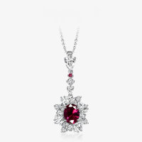 wholesale S925 silver new jewelry 2ct oval 7*9 lab-grown ruby and sapphire pendant light luxury ins necklace-Cultivated Sapphire 7*9 Chain Length 40+3cm [P-2474] Main Stone 7*9